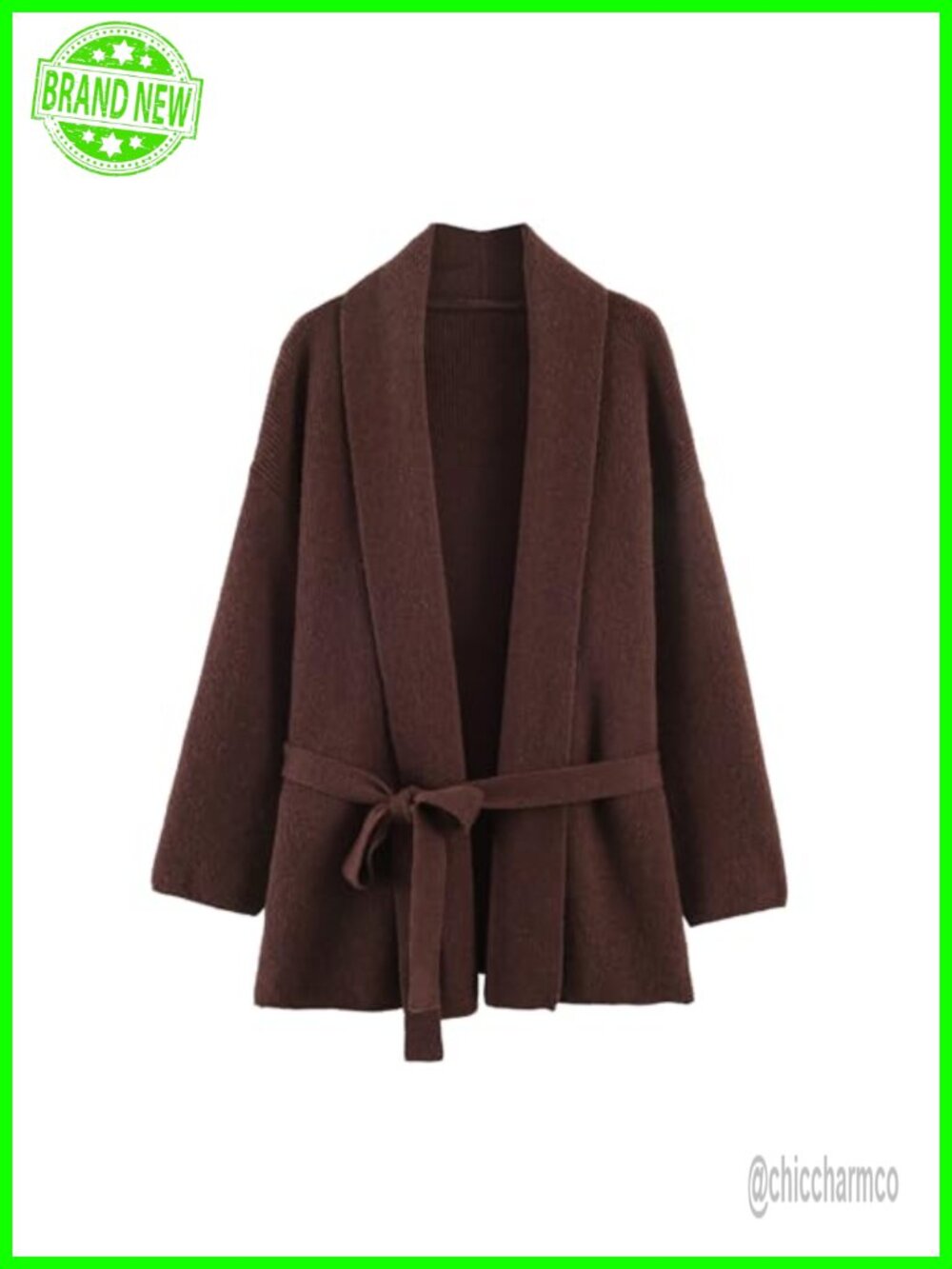 Womens Belted Wrap Knit Cardigan V Neck Long Sleeve Sweater Outwear